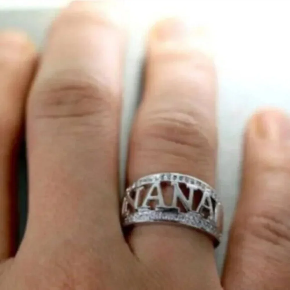 Nana Rhinestone Ring • Sparkling Silver Plated Grandmother & Nana Gift • Sz 6.5 - Picture 4 of 6